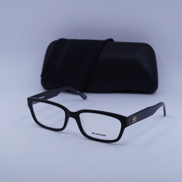 Balenciaga BB0065O 001 Rectangle Eyeglasses 55mm - Black - Picture 4 of 9